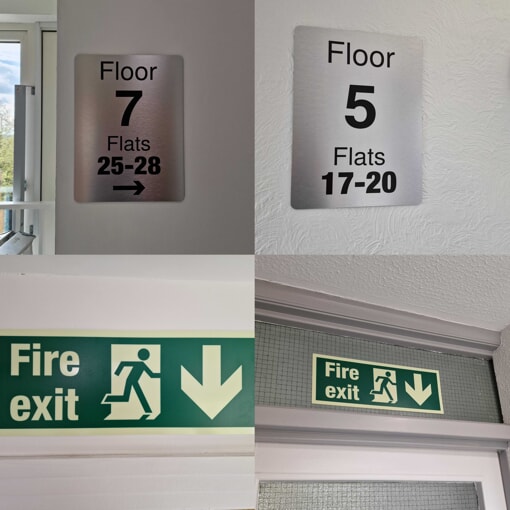 A collage of indoor wayfinding signage.